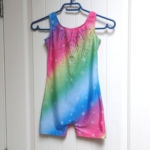 ZACLOTRE rainbow gymnastics cheers dance one piece leotard size 150 cm